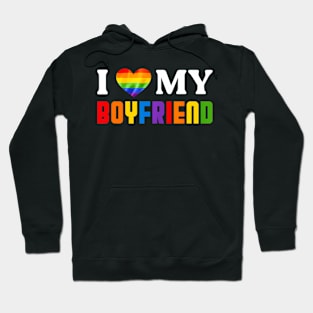 I Love My Boyfriend Groovy Heart For Pride LGBT Month Hoodie